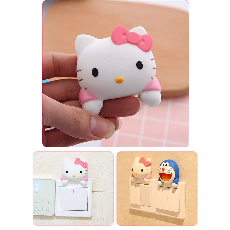 Kt Cat کارتونی Switch Cover Room Decor 3D On-Off Switch Sticker Switch Outlet Wall Sticker آلبوم 3D روی و خاموش کردن سوئیچ