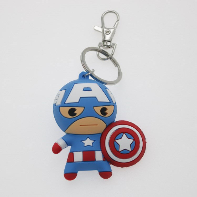 اسباب بازي هاي سفارشي ساخته شده 3D کارتون انيمه کاپيتان آمريکا رباطي Keychain سفارشي PVC Keychain