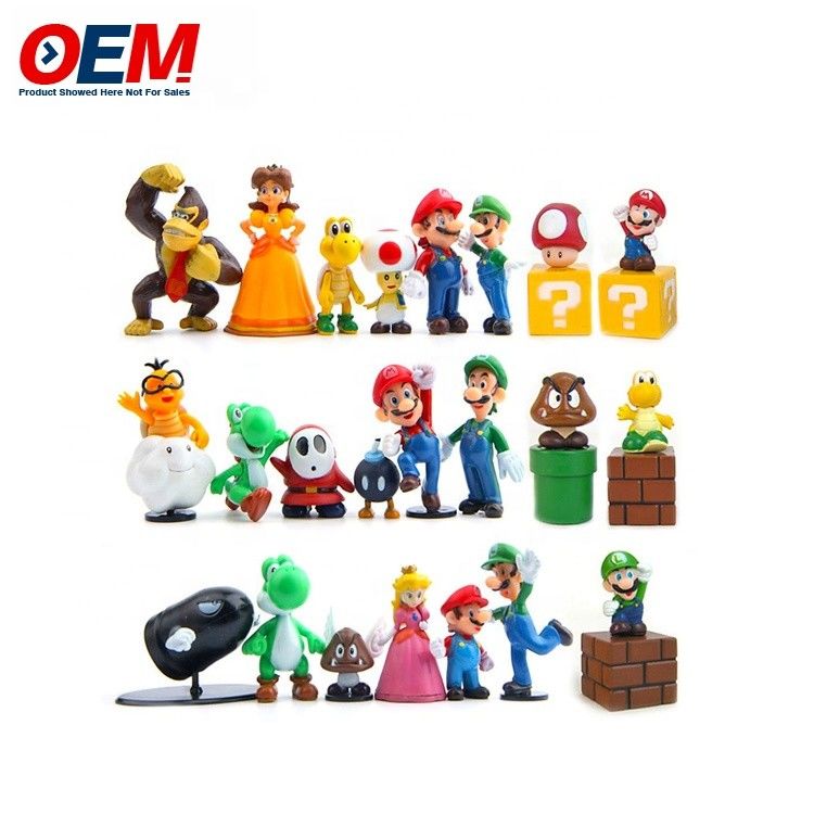 فابريکه سفارشي پلاستیک pvc وینیل اسباب بازي فرگور سفارشی Kawaii شکل ماریو مجموعه اسباب بازي جمعی