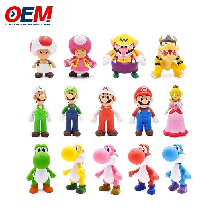 فابريکه سفارشي پلاستیک pvc وینیل اسباب بازي فرگور سفارشی Kawaii شکل ماریو مجموعه اسباب بازي جمعی