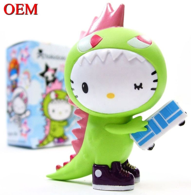 Custom OEM Made PVC Cute Mini Plastic Cartoon  Kitty cat Toy as gift to kids