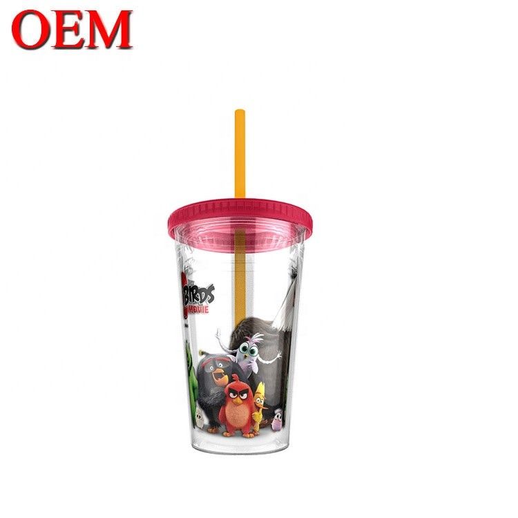 شکل سفارشی دو دیوار پلاستیکی فنجان کاه قابل استفاده مجدد فنجان آب OEM کارخانه اسباب بازی پلاستیکی