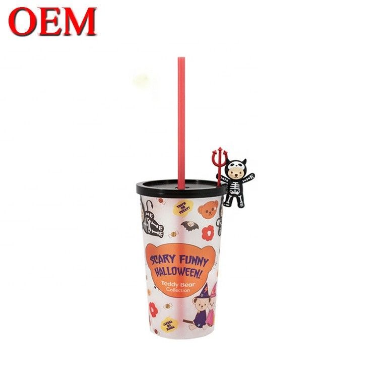 شکل سفارشی دو دیوار پلاستیکی فنجان کاه قابل استفاده مجدد فنجان آب OEM کارخانه اسباب بازی پلاستیکی
