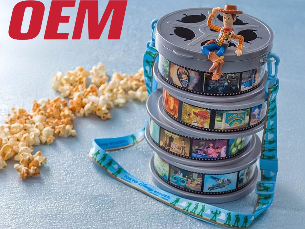 سطل پاپ کرن روشن شده سفارشی OEM سطل پاپ کرن پلاستیکی