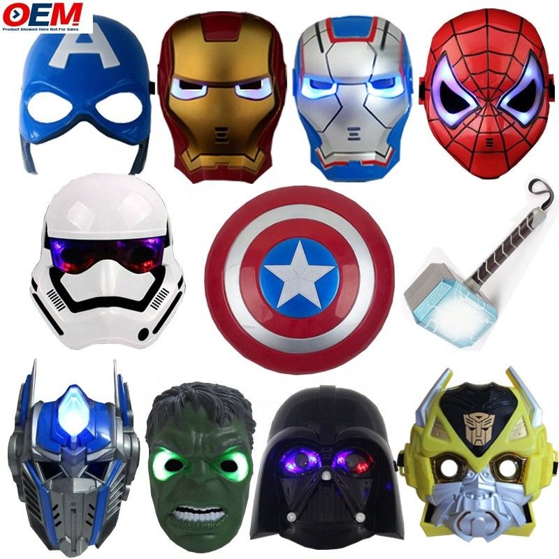ماسک های هالووین سفارشی ماسک های ابرقهرمان پی وی سی Spider Iron Hero Hulk Captain America ماسک های کاسپلی لباس های صورت ماسک