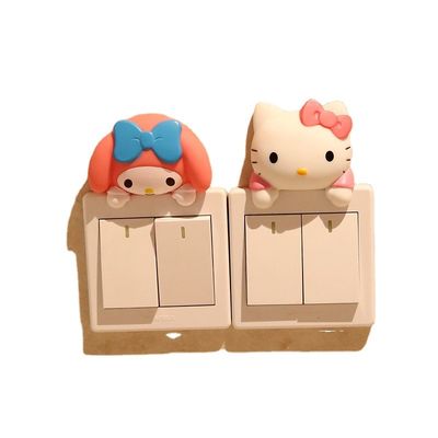 Kt Cat کارتونی Switch Cover Room Decor 3D On-Off Switch Sticker Switch Outlet Wall Sticker آلبوم 3D روی و خاموش کردن سوئیچ