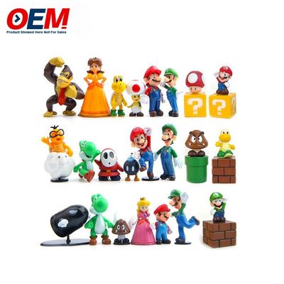 فابريکه سفارشي پلاستیک pvc وینیل اسباب بازي فرگور سفارشی Kawaii شکل ماریو مجموعه اسباب بازي جمعی