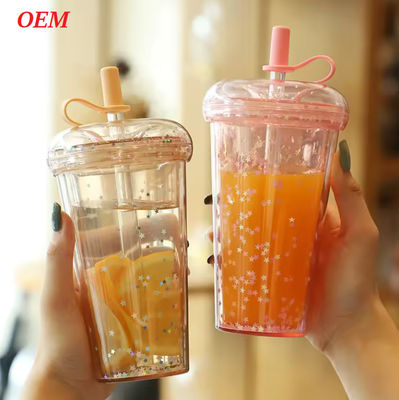 لیوان چای شیر، لیوان آب پلاستیکی شفاف دو لایه ای